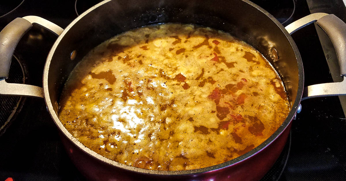 shrimp taco soup simmering