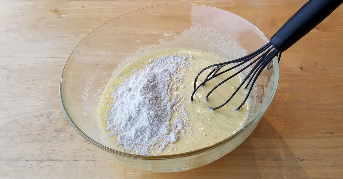 Cream Cheese Brownies adding flour