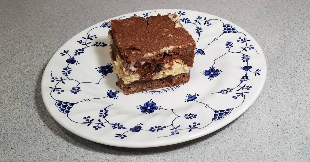 Cream Cheese Brownies brownie on a plate