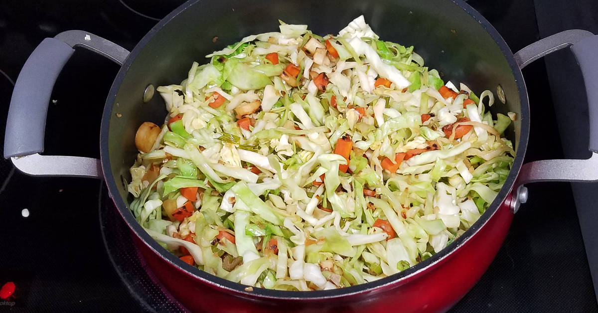 Kielbasa and Vegetable Soup cabbage cooked down