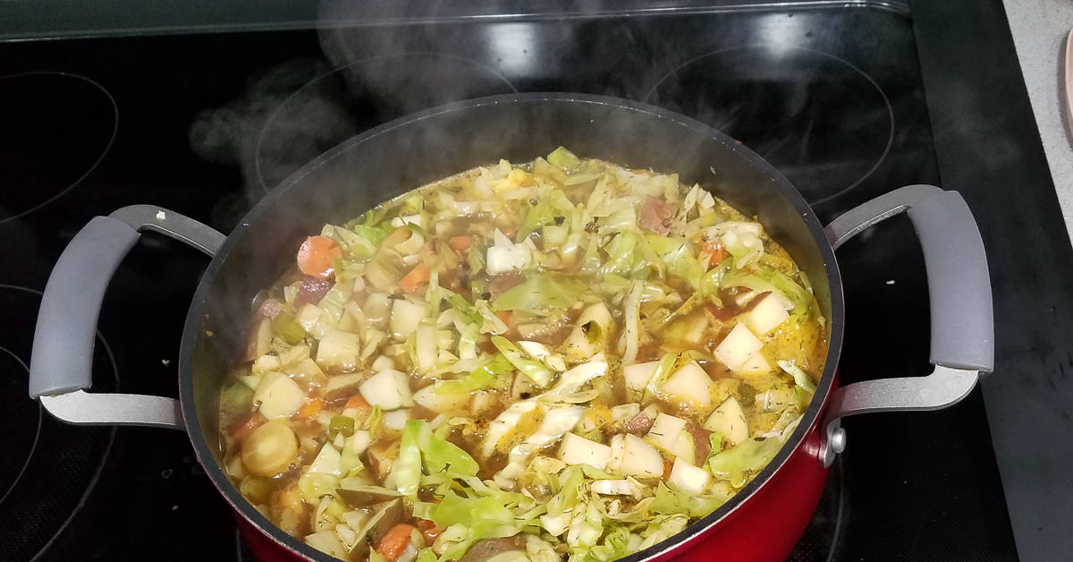 Kielbasa and Vegetable Soup simmer for 30 minutes