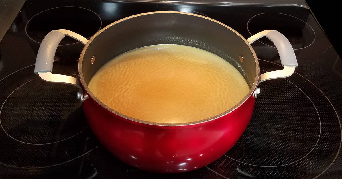 Tortellini Soup pot of broth