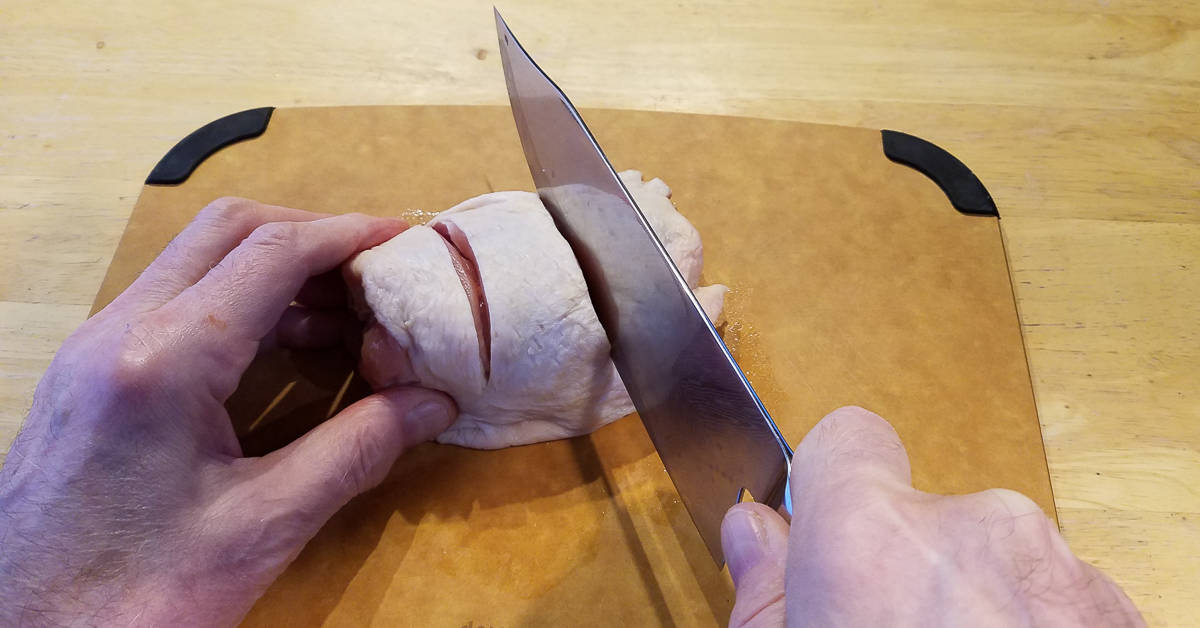 Golden Chicken slicing chicken
