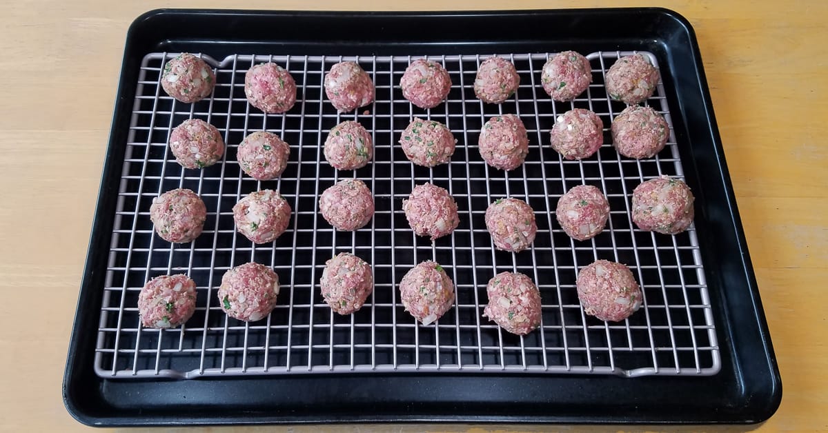 Greek Style Meatballs meatballs in baking pan