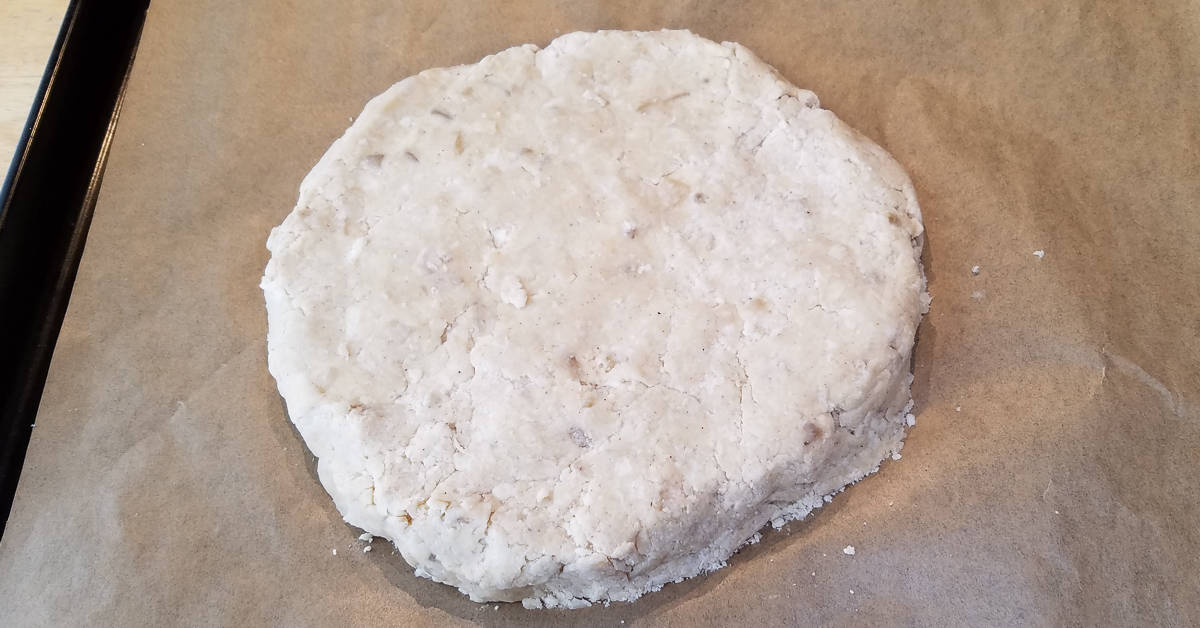 Triple Ginger Scones dough patted into a circle