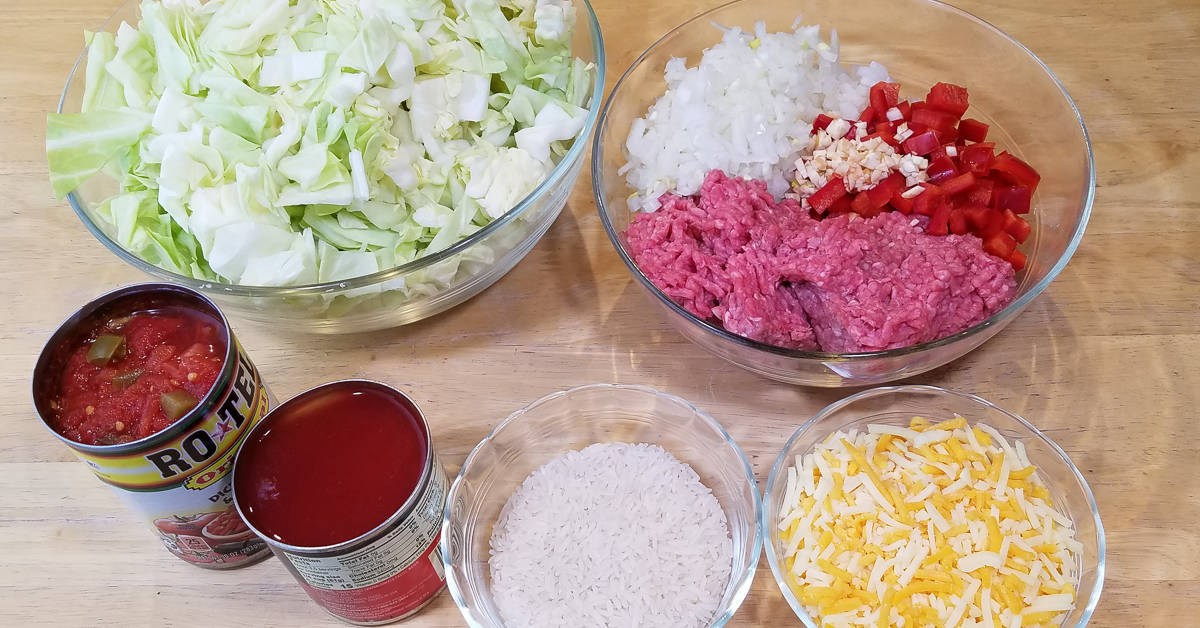 Hot Cajun Spiced Beef and Cabbage ingredients