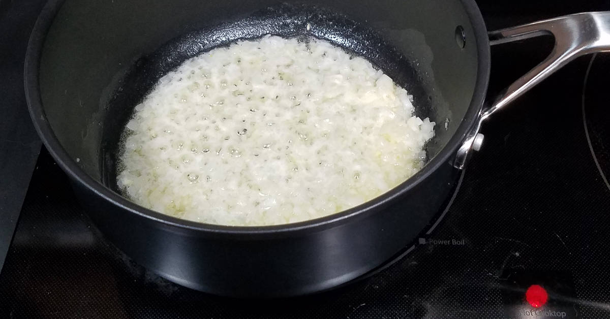 Rice Pilaf sauteing onions and garlic