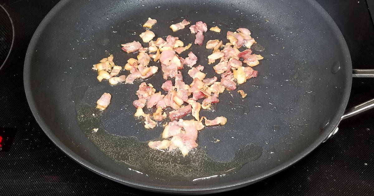 Sauteed Radish Greens frying bacon