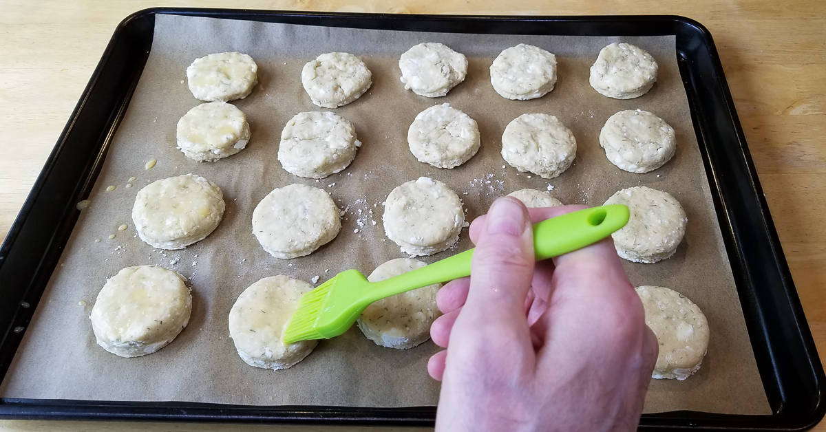 Savory Greek Flavored Scones brushing the scones with egg wash