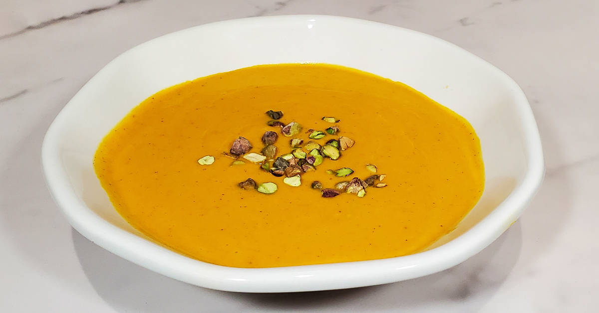 Spiced Carrot Ginger Soup served in a bowl