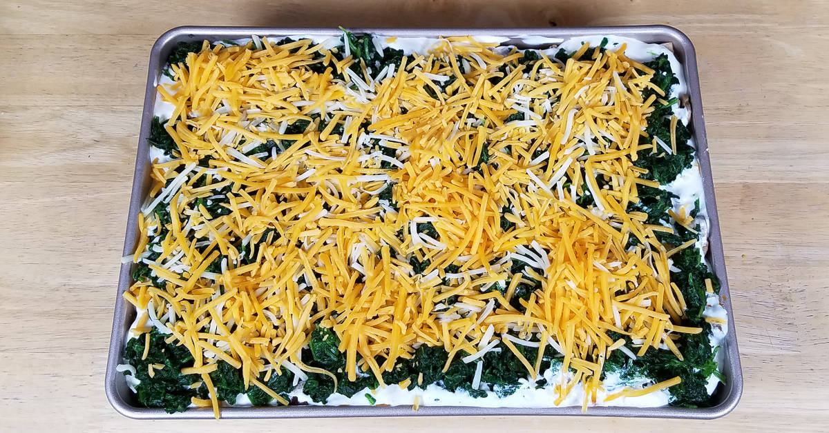 Beef and Spinach Casserole sixth layer cheeses
