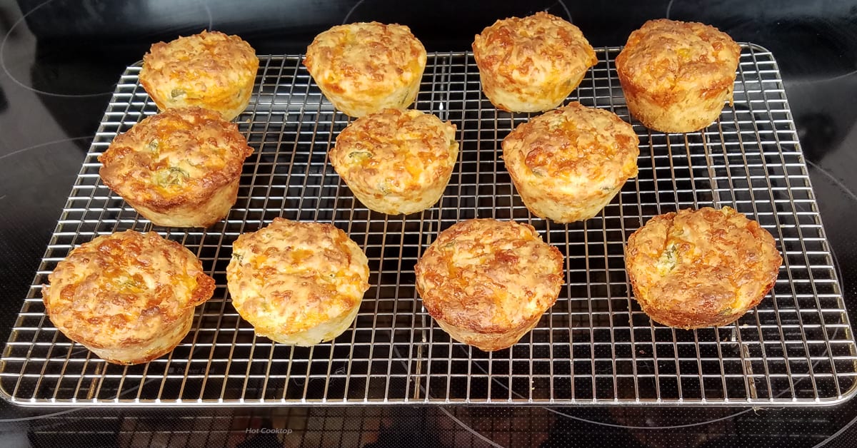Cheese and Jalapeno Muffins cooling on a rack