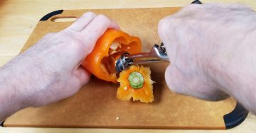 How to Prep Peppers cleaning pepper with a scoop