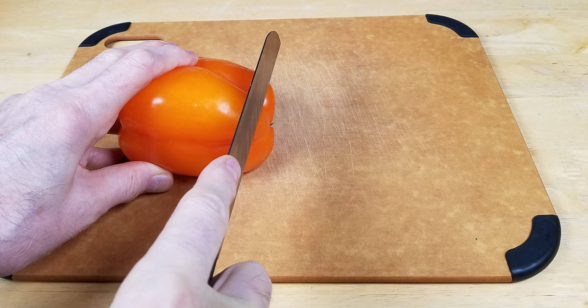 How to Prep Peppers slicing bottom