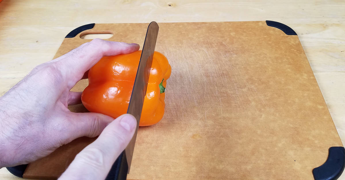 How to Prep Peppers slicing top off