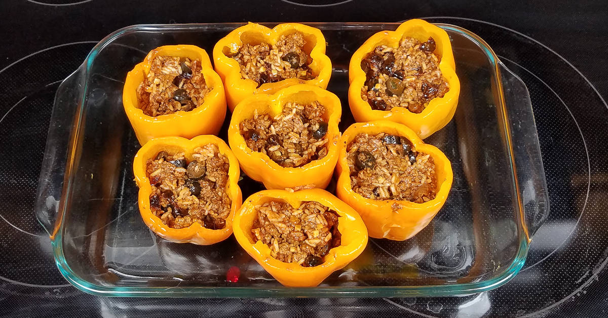 Middle eastern Flavored Stuffed Peppers filled with stuffing