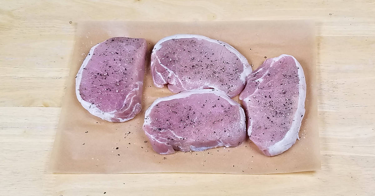 Spice Rubbed Pork Chops with salt and pepper