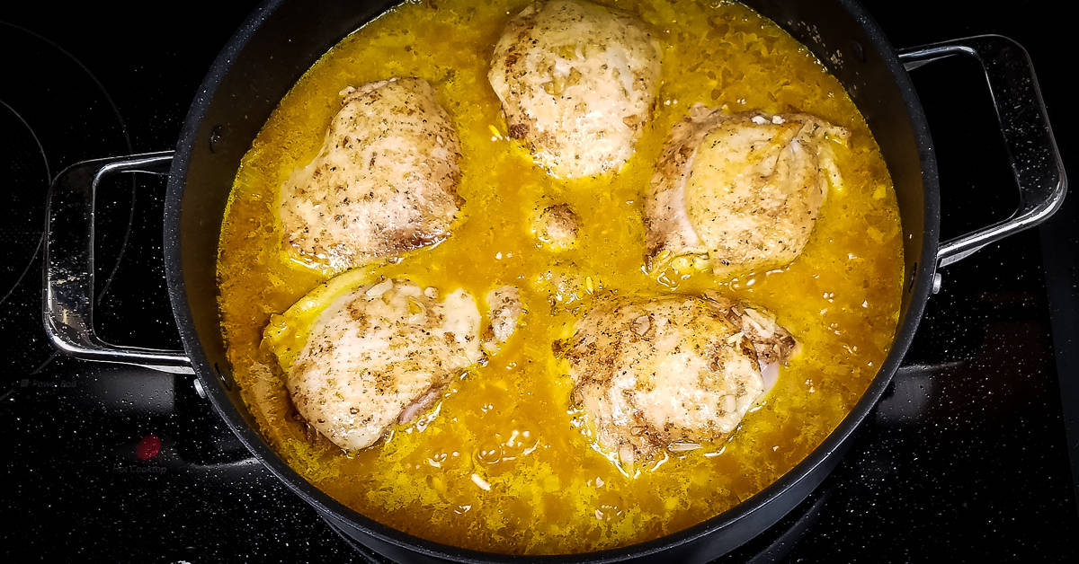 Middle Eastern Chicken and Rice added chicken back to pan