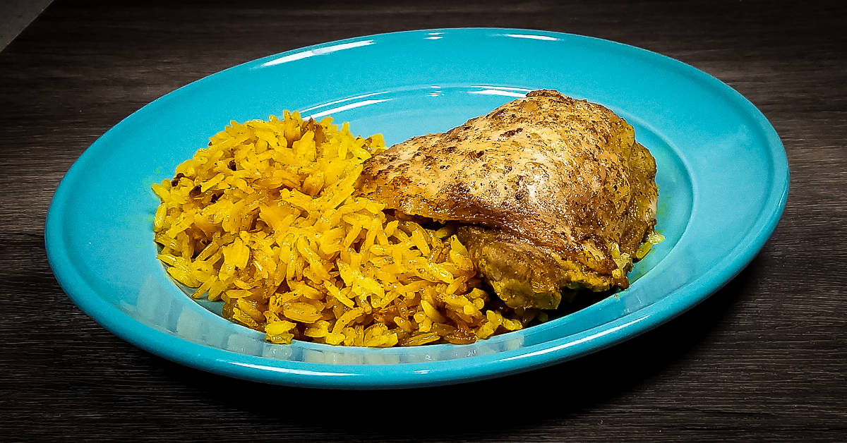 Middle Eastern Chicken and Rice plated