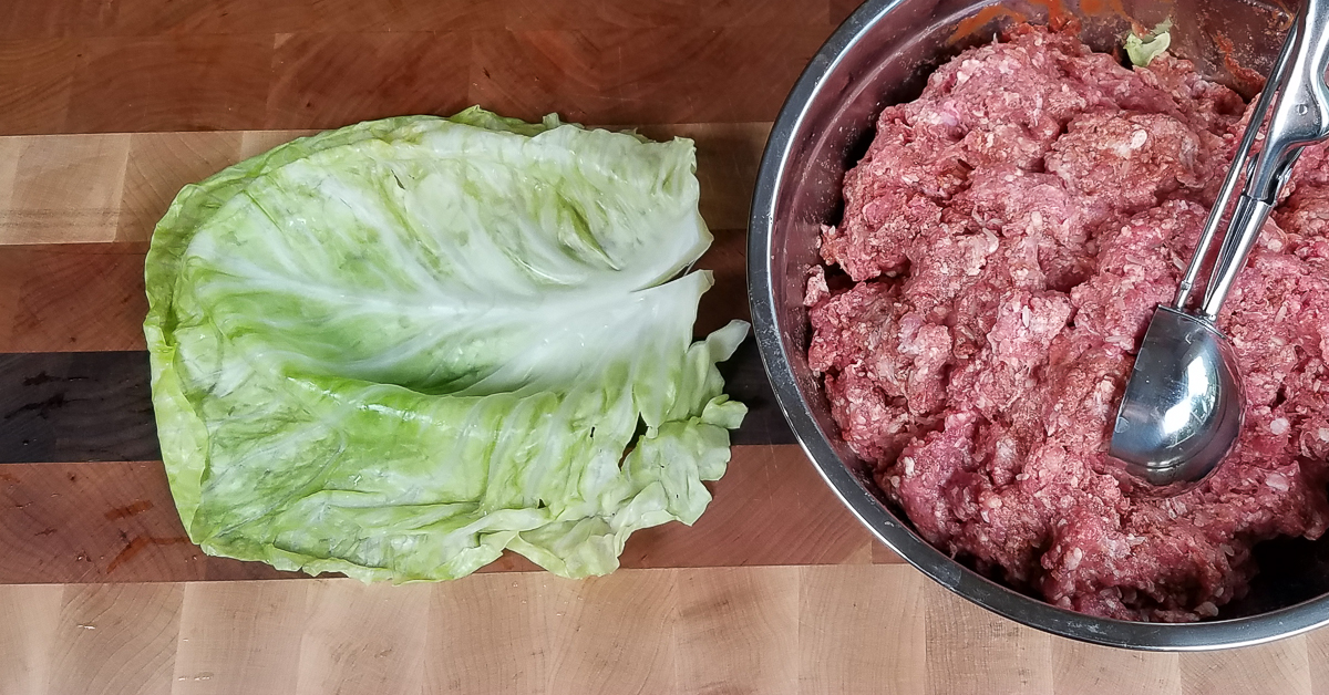 Ninja Foodie Stuffed Cabbage Rolls cabbage leaf and meat filling