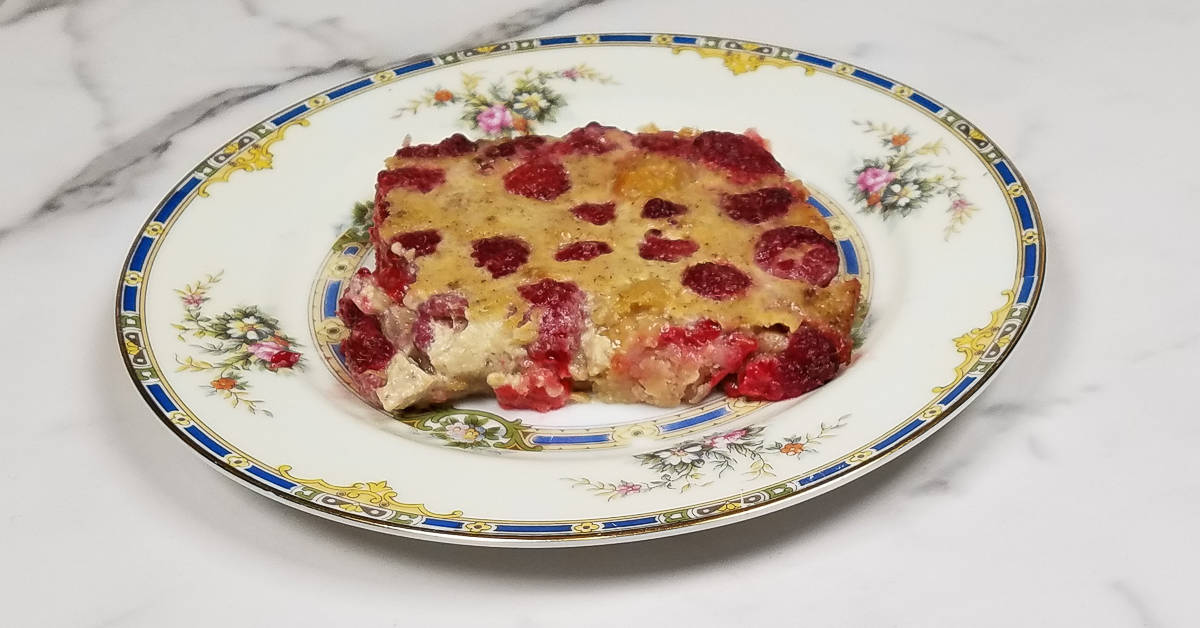 Raspberry Custard Kuchen on a plate
