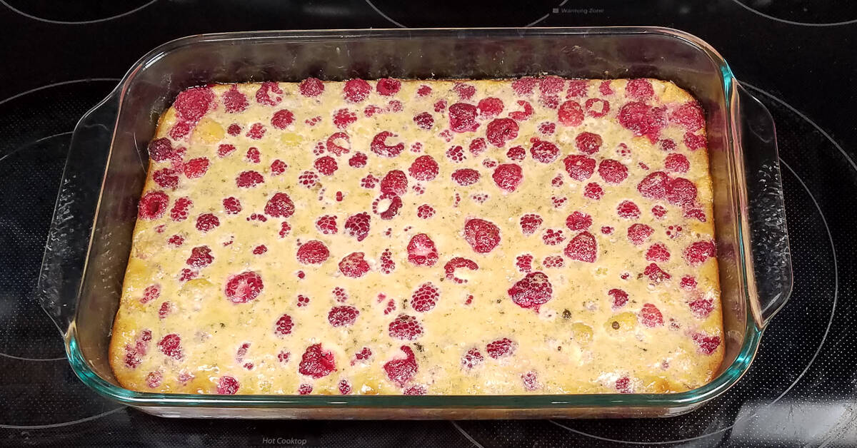 Raspberry Custard Kuchen out of the oven
