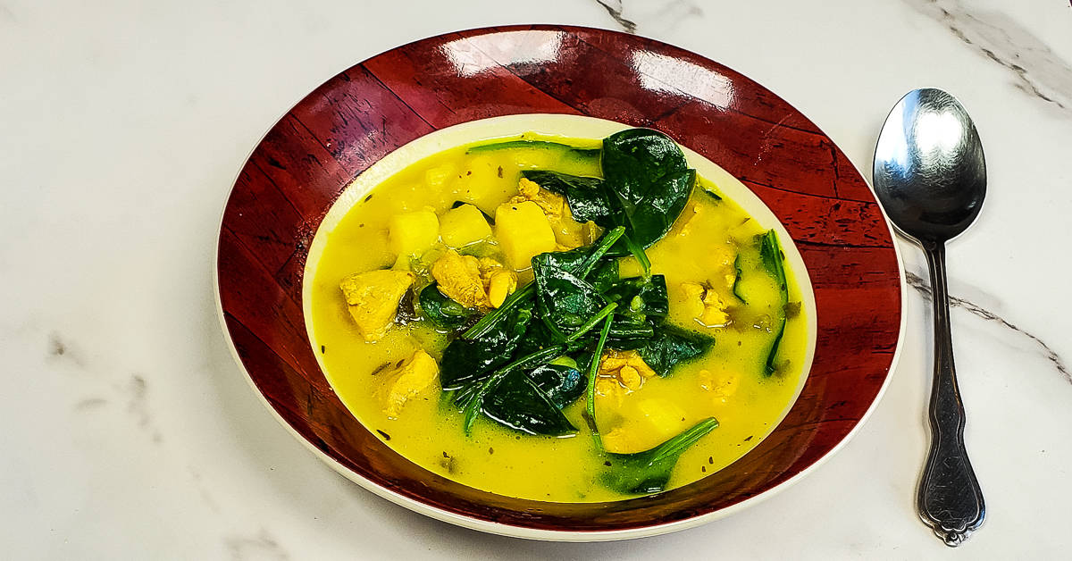 Turmeric Ginger Chicken Soup in a bowl