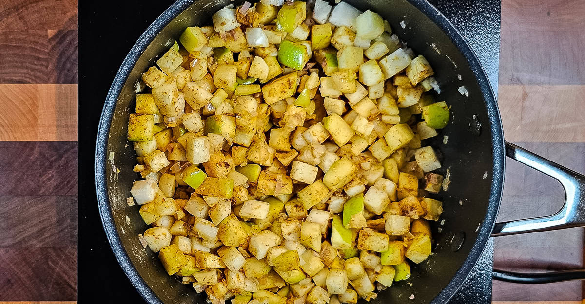 Turnip and Apple Soup everything mixed together