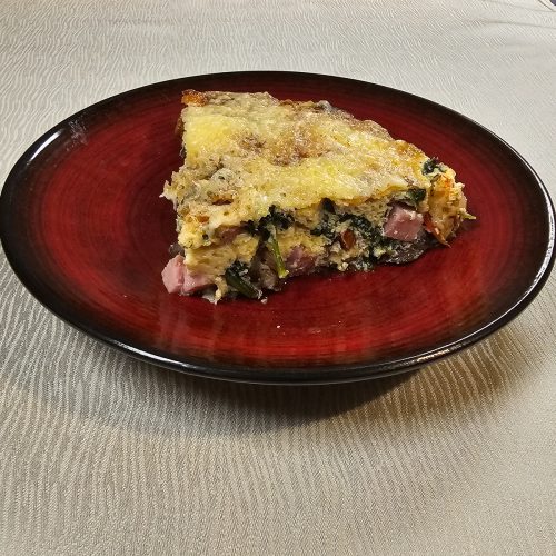 Ninja Foodi Loaded Ham and Cheese Frittata plated 1