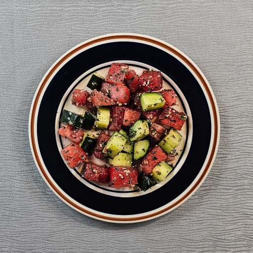 Watermelon and Cucumber Salad on a plate