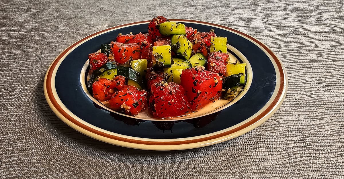 Watermelon and Cucumber Salad plated 1