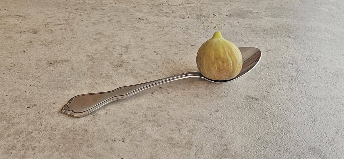 miniature fig on spoon