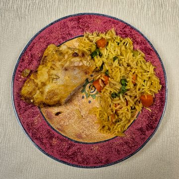 One Pot Chicken and Turmeric Rice plated 1